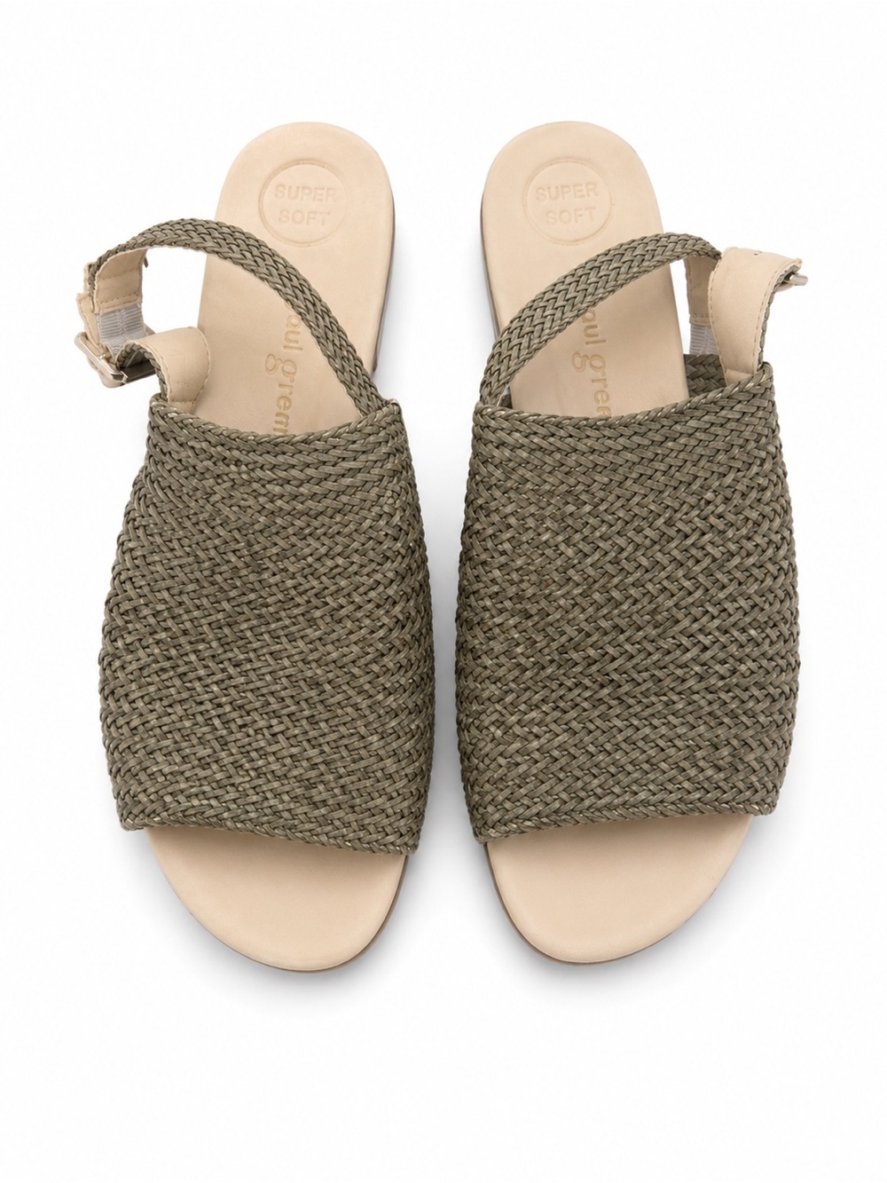 Paul Green Olive Woven Slingback Sandals